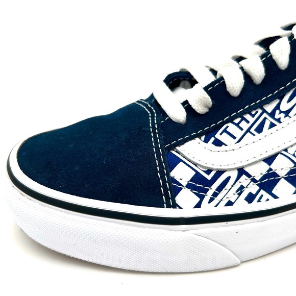 Vans Old Skool Blue White Off The Wall Logo Suede Sneakers Women's 8.5 Mens 7.0 - Picture 15 of 16
